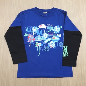 26AWレイヤード長袖Tシャツ(ピクセル)パープルブルー